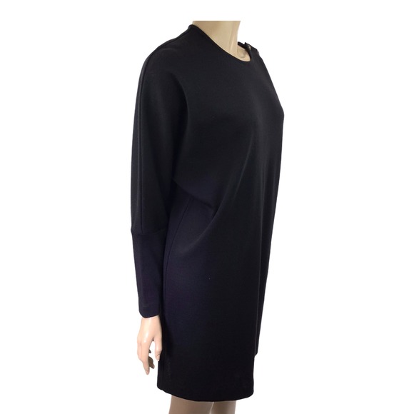Liz Claiborne Black Shift Dress Sz PM Long Dolman Sleeves Crew Neck Acrylic/Wool - Picture 5 of 7